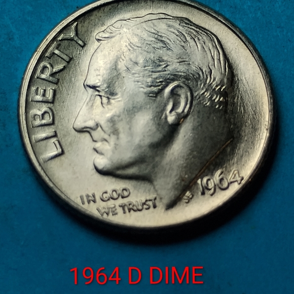 Uncirculated 1964 D 90%Silver Dime - Picture 1 of 3